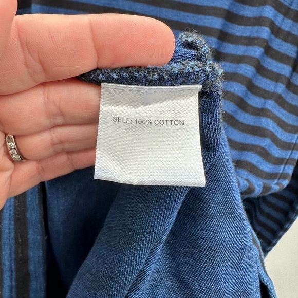 JANE & DELEANCEY S 100% Cotton blue-black stripe midi length Atheisure dress - Picture 8 of 12